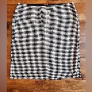Vintage Ralph Lauren Navy Blue and White Houndstooth Pencil Skirt